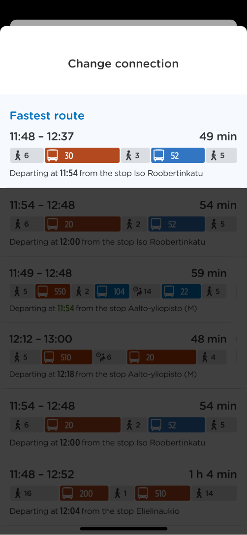 Route change suggestion